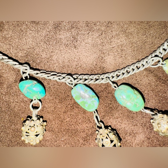 VICTORIAN ERA 800 silver turquoise Necklace COLLECTORS PIECES - Picture 4 of 12